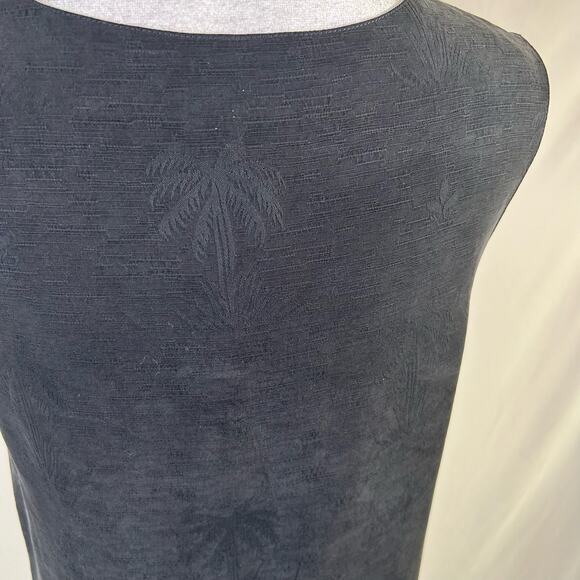 Tommy Bahama Black Silk Sleeveless Shift Dress Small Palm Tree Burnout Tropical - Picture 3 of 5